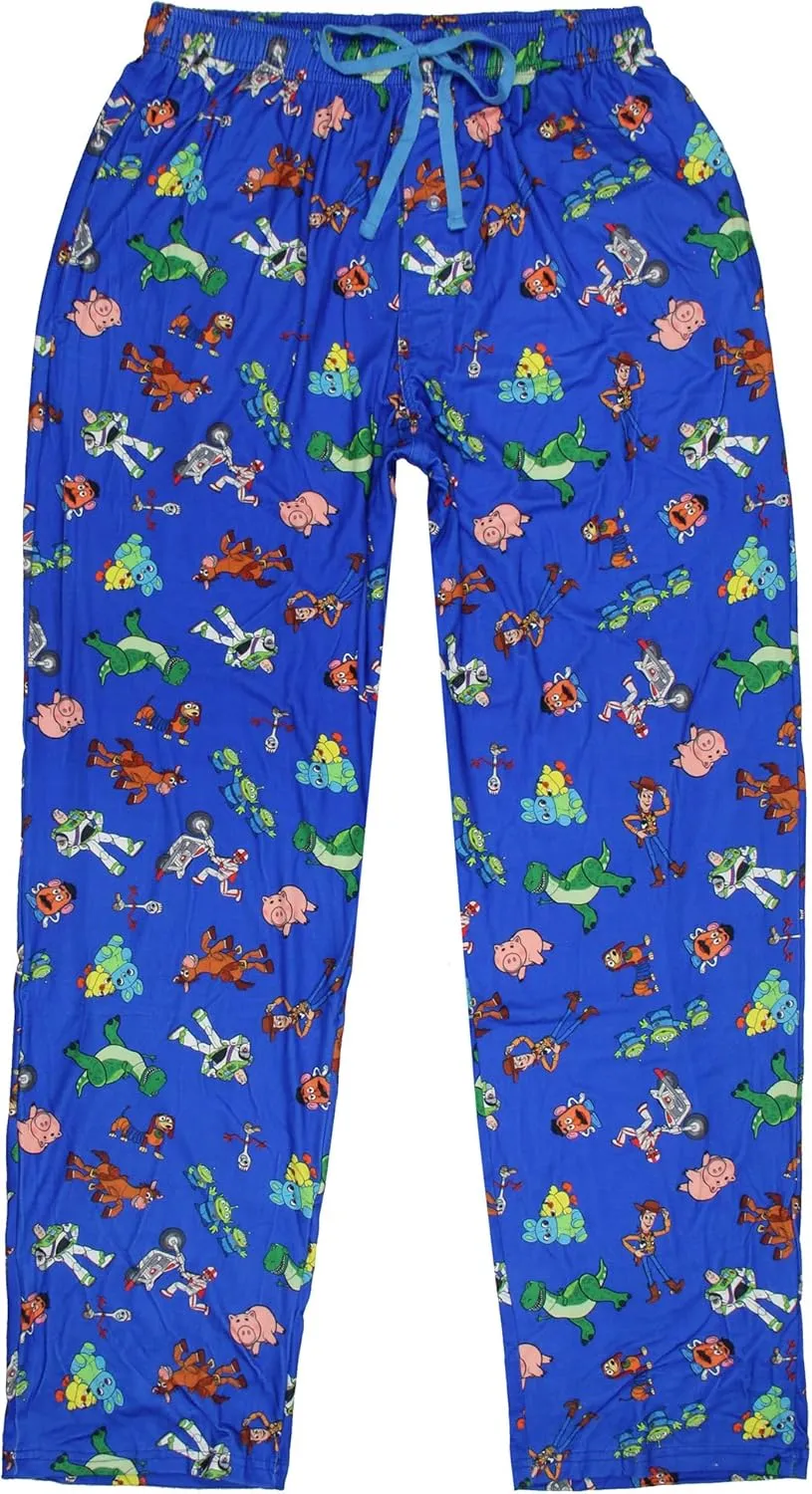 Disney Toy Story Men's AOP Character Design Adult Lounge Sleep Pajama Pants with Drawstring Elastic Waistband