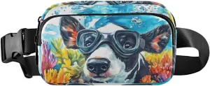 Diving Dog Fanny Packs for Women Men, Water Resistant Waist Pack Sling Bag Purse for Travel Hiking