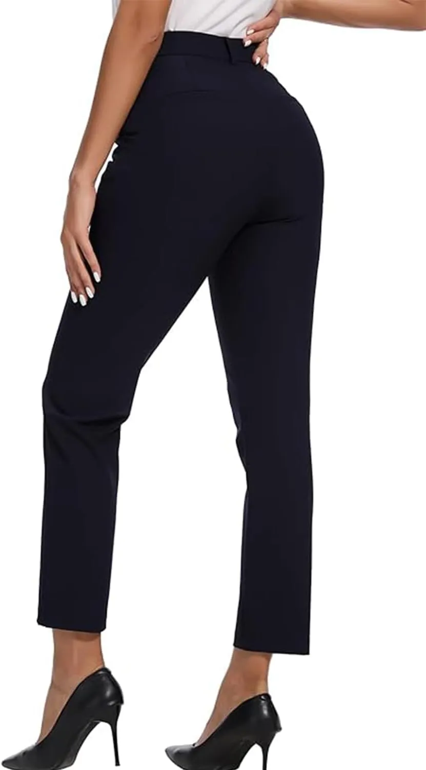 Dress Pants Women Work Business Pants Office Casual Straight Leg Trousers High Waisted Ladies Slacks