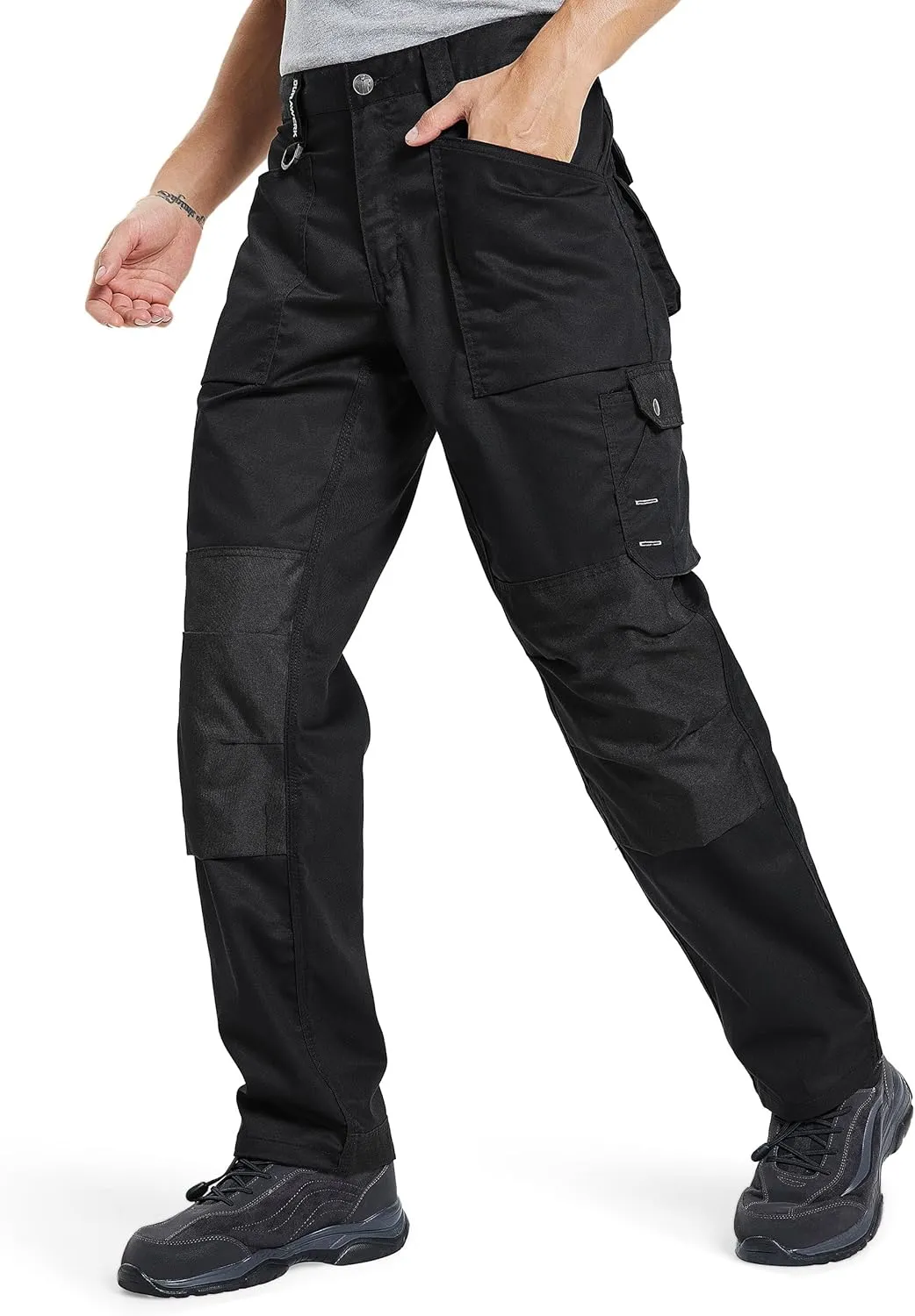 DURAWERK Men's Work Pants, Carpenter Pants with Reinforced Knee Pad Pockets, Durable Cargo Pants