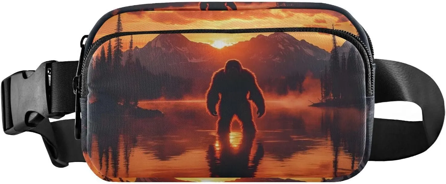 Dusk Lake Sasquatch Fanny Pack Water Resistant Waist Pack Sling Bag Purse for Women Men Travel Hiking