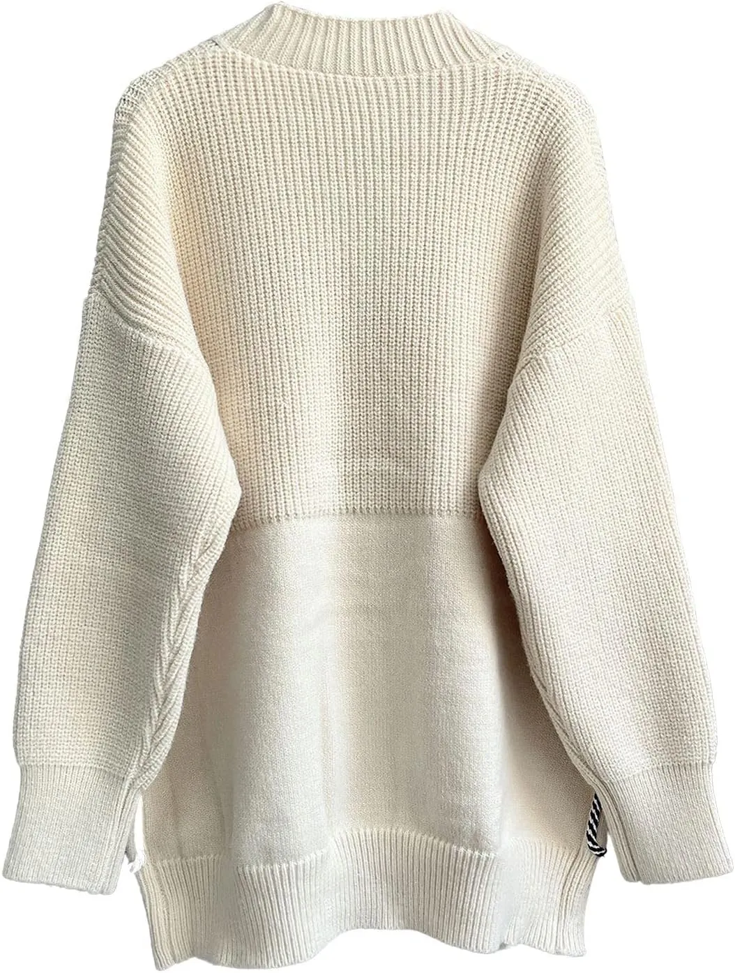 ebossy Women's Spliced Denim Pockets Knit Cardigan Button Down Slouchy Stripe Sweater Outwear
