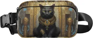Egyptian Cat Fanny Pack for Travel Hiking Water Resistant Waist Pack Sling Bag Purse for Women Men