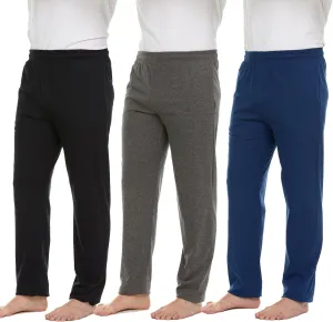 Essential Elements Men's 100% Cotton Jersey Active Lounge Sleep Pajama Pants for Men - 3 Pack
