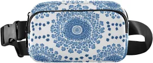 Ethnic Floral Pattern Fanny Pack Water Resistant, Women Men Waist Pack Sling Bag Purse for Travel Hiking