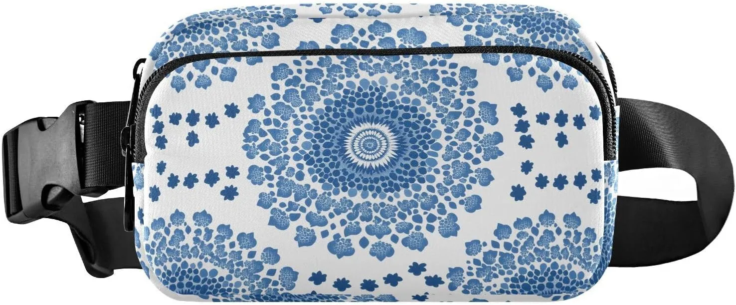 Ethnic Floral Pattern Fanny Pack Water Resistant, Women Men Waist Pack Sling Bag Purse for Travel Hiking