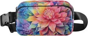 Fantasy Flowers Fanny Pack for Travel Hiking Water Resistant Waist Pack Sling Bag Purse for Women Men
