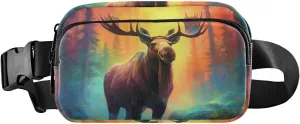 Fantasy Moose Fanny Pack for Travel Hiking Water Resistant Waist Pack Sling Bag Purse for Women Men