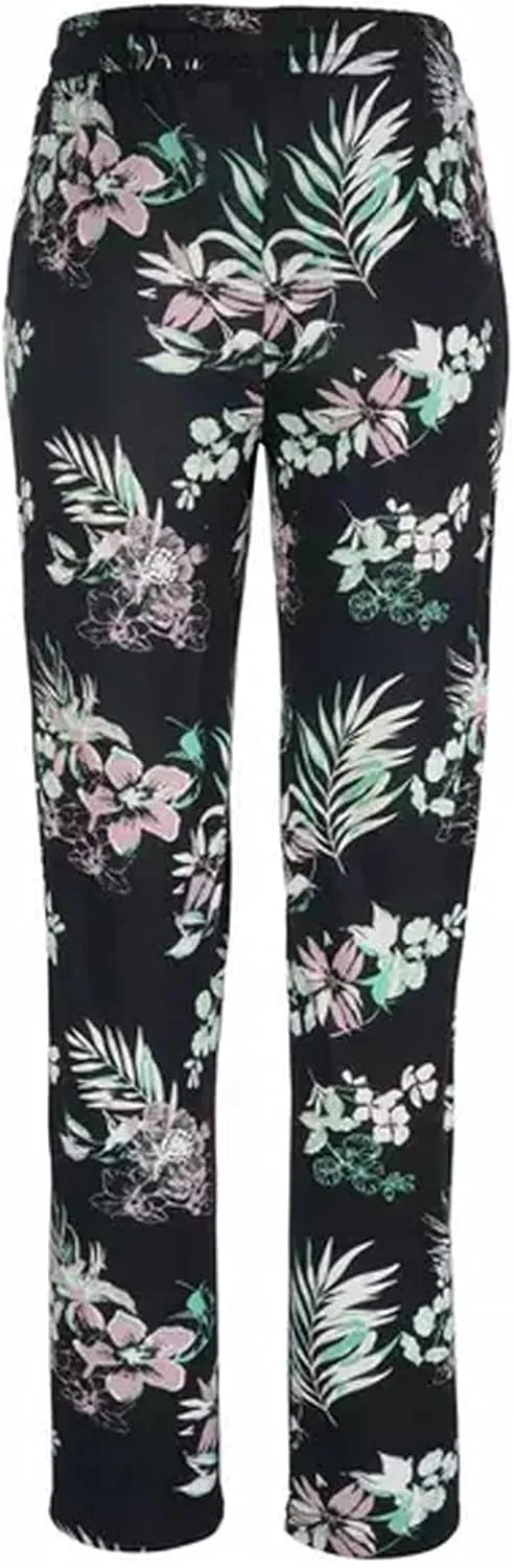 FarJing Women's Boho Palazzo Pants Casual Comfy High Waist Print Stretch Beach Trousers Lounge Pants Wide Leg