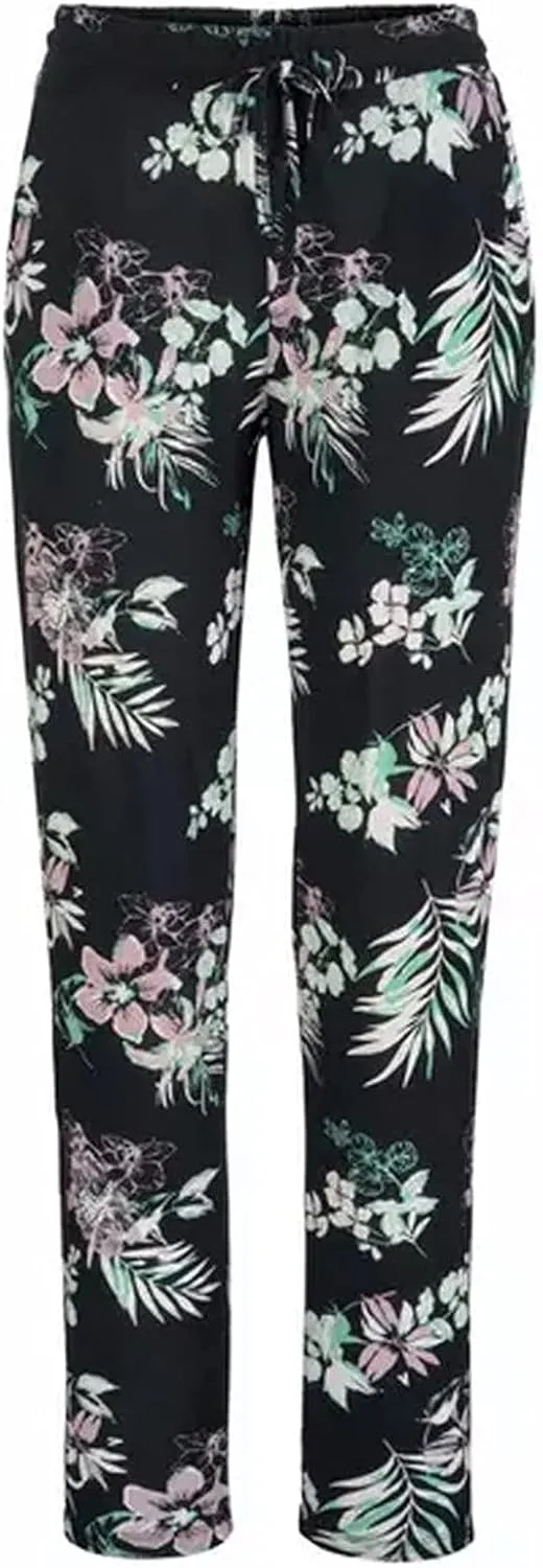 FarJing Women's Boho Palazzo Pants Casual Comfy High Waist Print Stretch Beach Trousers Lounge Pants Wide Leg