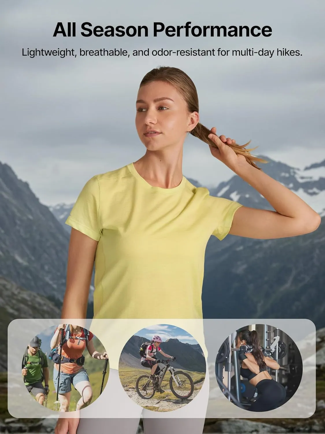 Fitouch Hinterland Women Merino Wool Base Layer Tops Machine Washable Tee Shirt