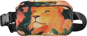 Floral Lion Fanny Packs for Women Men, Water Resistant Waist Pack Sling Bag Purse for Travel Hiking