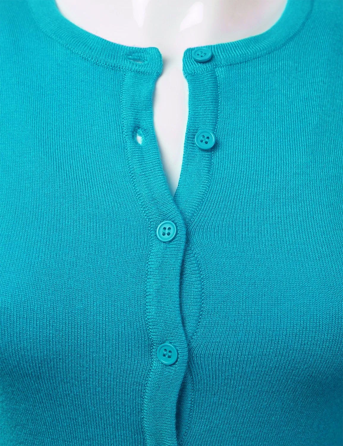 FLORIA Women's Button Down 3/4 Sleeve Crew Neck Knit Cardigan Sweater (S-3X)