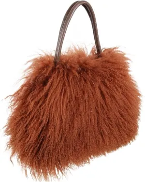 Fluffy Tote Bag Handbag Winter Ladies Handbag Fashion Genuine Soft Warm Shoulder Bag Winter Fuzzy Purses(Brown)