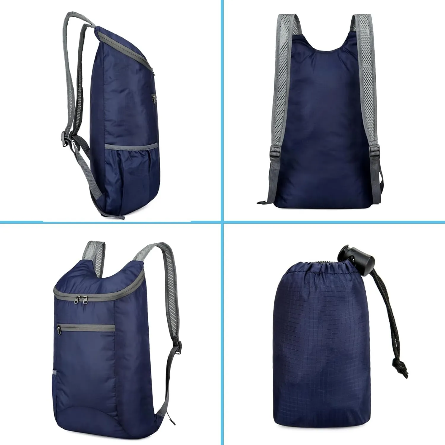 Foldable Backpack,20L Lightweight water-resistant Travel Hiking Backpack for Outdoor Sports Camping Daypack Bag (Dark blue)