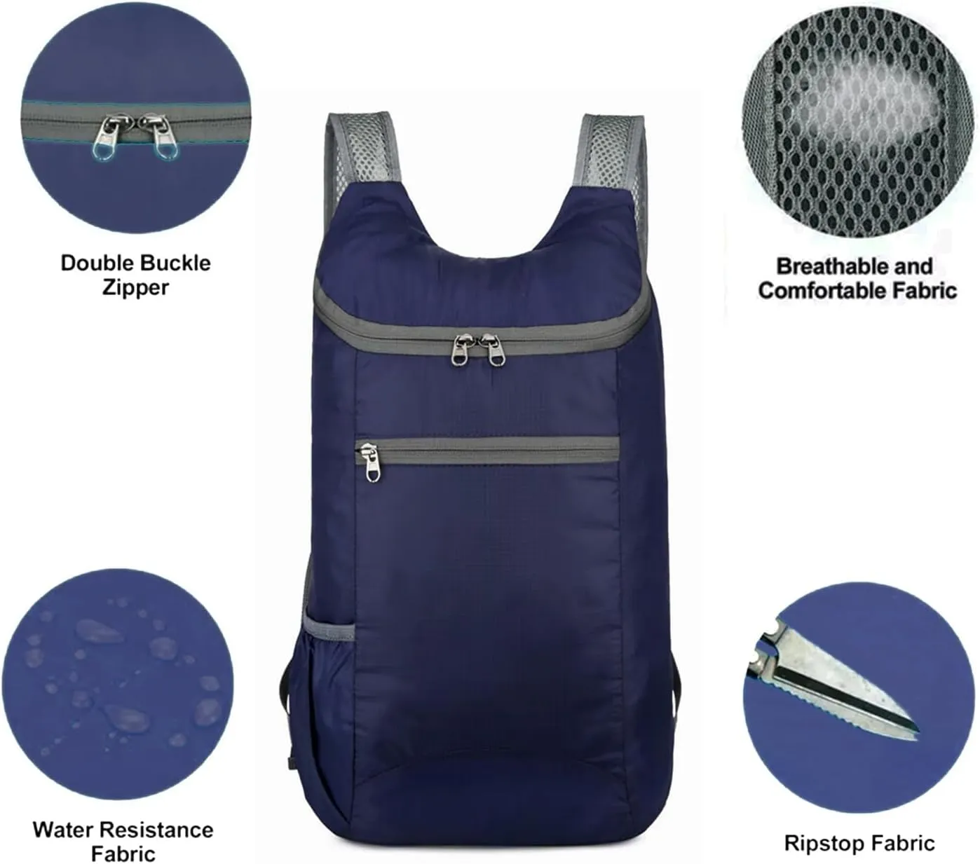 Foldable Backpack,20L Lightweight water-resistant Travel Hiking Backpack for Outdoor Sports Camping Daypack Bag (Dark blue)