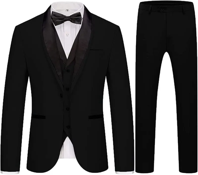 Formal Black Three Pieces Men Suits For Wedding Slim Fit Wedding Groom Prom Party