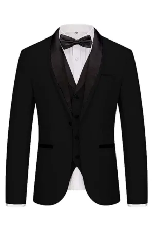 Formal Black Three Pieces Men Suits For Wedding Slim Fit Wedding Groom Prom Party