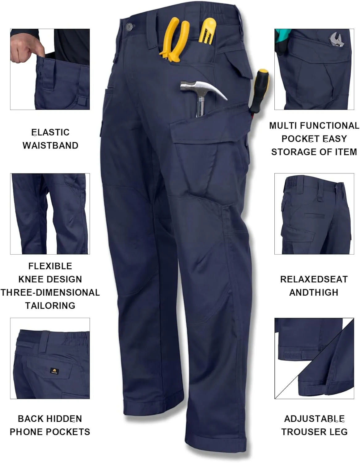 FR Pants for Men Ripstop Flame/Water Resistant Lightweight Cargo Pants Boot Cut CAT2 NFPA2112 Welding Pants