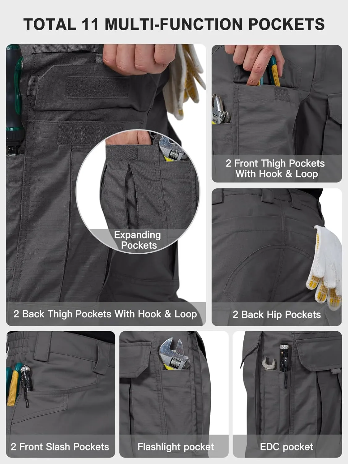 FREE SOLDIER Men's Cargo Pants,Tactical Pants for Men Stretch,Durable Ripstop EDC Work Pants for Hiking