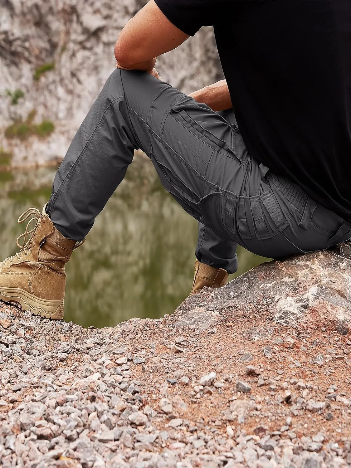 FREE SOLDIER Men's Cargo Pants,Tactical Pants for Men Stretch,Durable Ripstop EDC Work Pants for Hiking