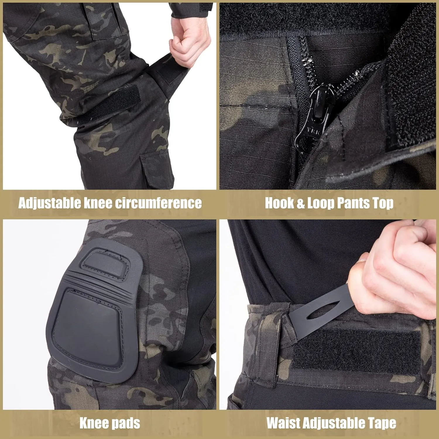 G3 Combat Pants with Knee Pads Tactical Military Trousers Hunting Camo Pants for Men Rip-Stop Airsoft Gear