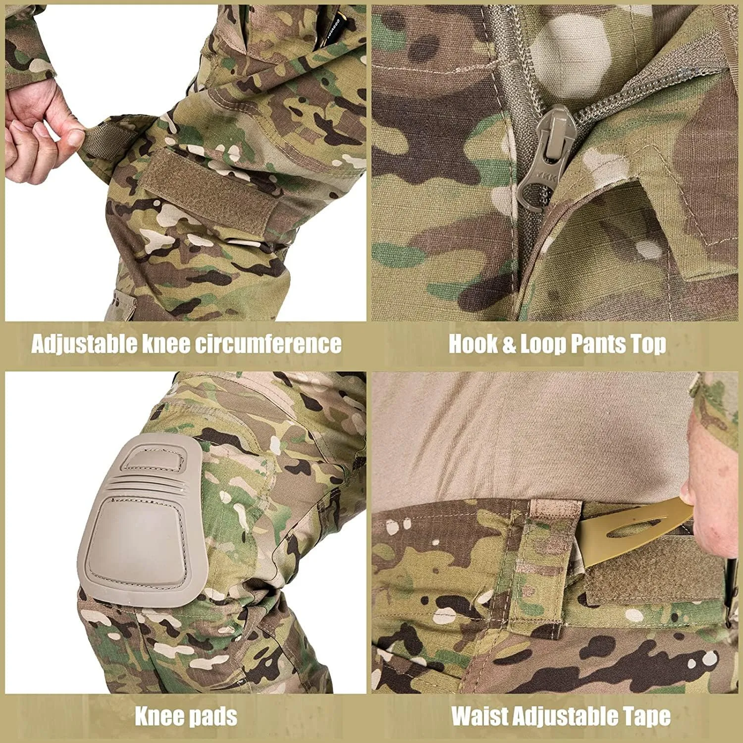 G3 Combat Pants with Knee Pads Tactical Military Trousers Hunting Camo Pants for Men Rip-Stop Airsoft Gear
