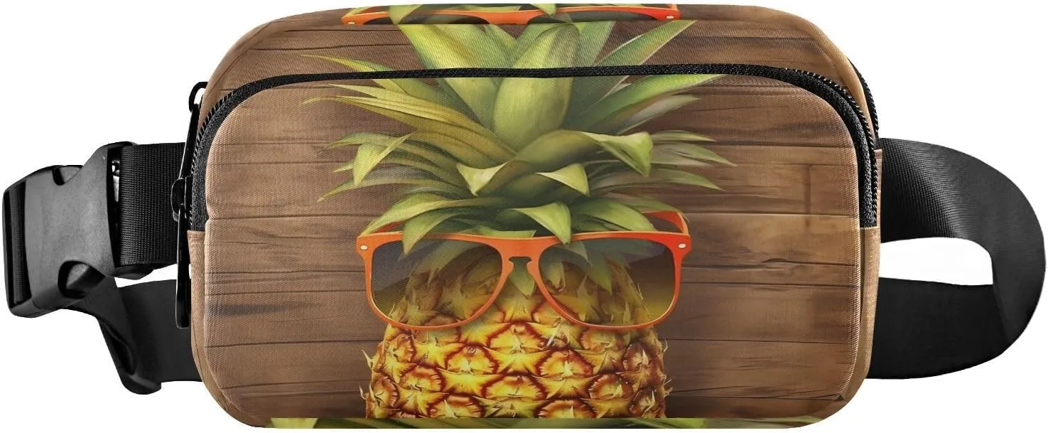 Glasses Pineapple Fanny Pack for Travel Hiking Water Resistant Waist Pack Sling Bag Purse for Women Men