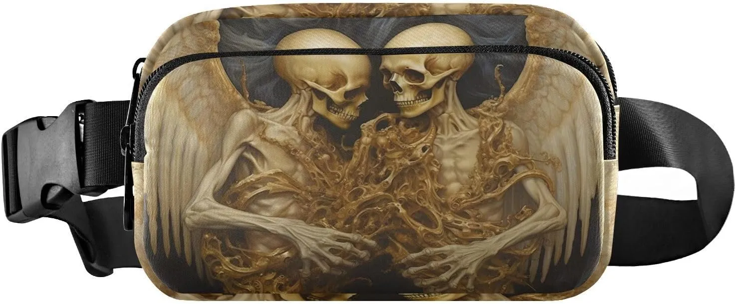 Golden Skeleton Fanny Pack for Travel Hiking Water Resistant Waist Pack Sling Bag Purse for Women Men