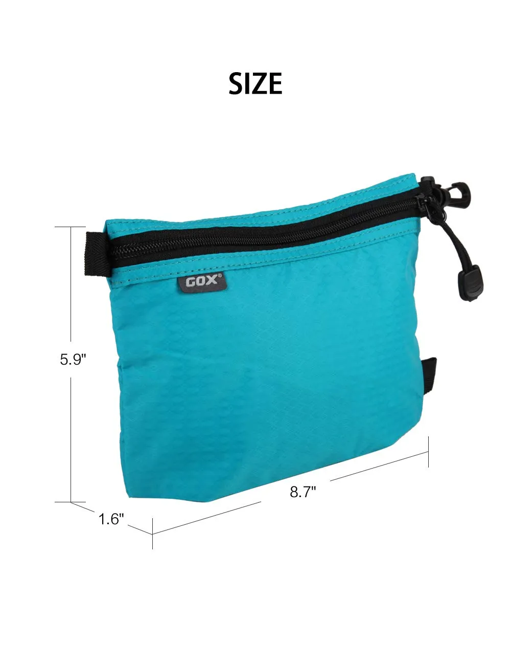 GOX Travel Toiletry Bag Carry On Zipper Pouch Cosmetic Kit Makeup Digital Bag Water Resistant Nylon (Turquoise)