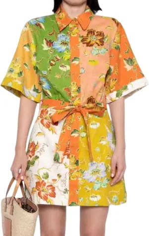 Graffiti Y2k Dress Summer Mini Dress Colorful Vintage Boho Dress Women Short Sleeve Floral Dresses 2024 Tropical Dress