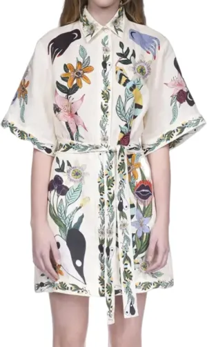 Graffiti Y2k Dress Summer Mini Dress Colorful Vintage Boho Dress Women Short Sleeve Floral Dresses 2024 Tropical Dress