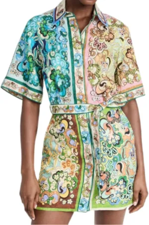 Graffiti Y2k Dress Summer Mini Dress Colorful Vintage Boho Dress Women Short Sleeve Floral Dresses 2024 Tropical Dress