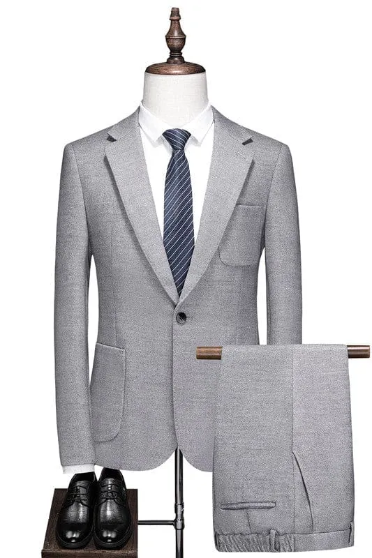 Gray Stylish One Button Men Prom Suits Notched Lapel Formal Business Suit Prom Tuxedo Suits