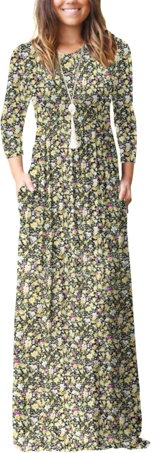 GRECERELLE Womens 2024 Maxi Dresses Long Sleeve Casual Long T Shirt Dress Travel Vacation Outfits