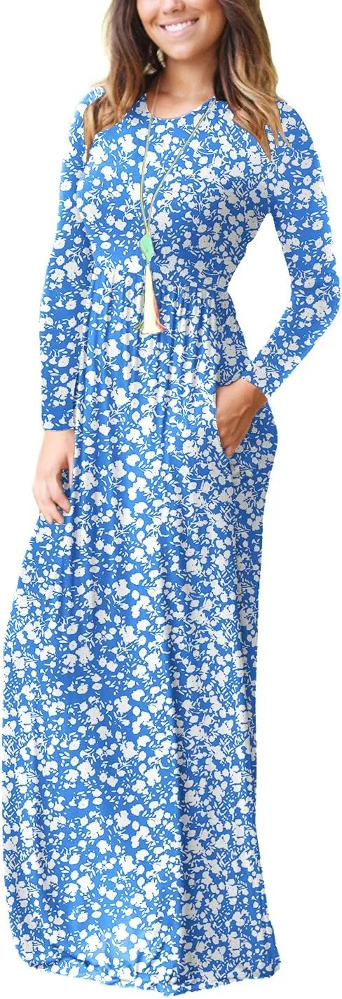 GRECERELLE Womens 2024 Maxi Dresses Long Sleeve Casual Long T Shirt Dress Travel Vacation Outfits