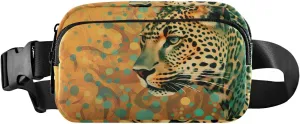 Green Leopard Fanny Pack for Travel Hiking Water Resistant Waist Pack Sling Bag Purse for Women Men