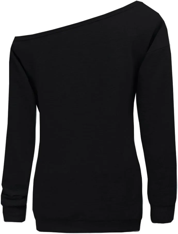 GSVIBK Womens Long Sleeve Off Shoulder Sweatshirt Soft Pullover Tops Slouchy Sweatshirts Casual Solid Shirts