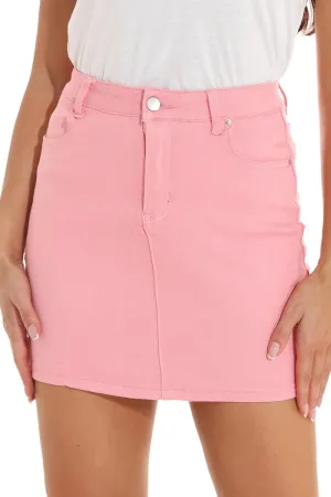 GUANYY Womens Mini Denim Skirt-Casual Stretch Slim Fit High Waisted Jean Skirts