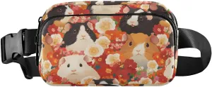 Guinea Pigs Floral Fanny Pack Water Resistant, Women Men Waist Pack Sling Bag Purse for Travel Hiking
