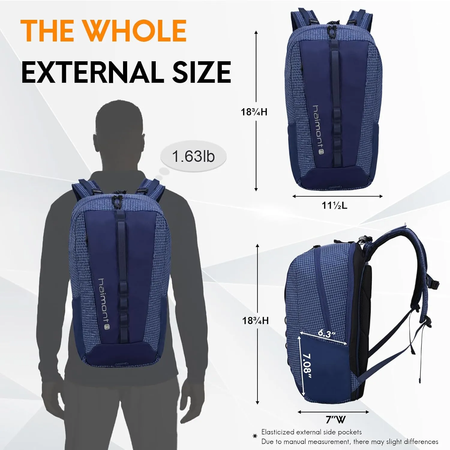 Haimont Small Travel Backpack Hiking Outdoor Everyday Daypack with 3 Compartments Men Women Water Resistant Bag, Casual