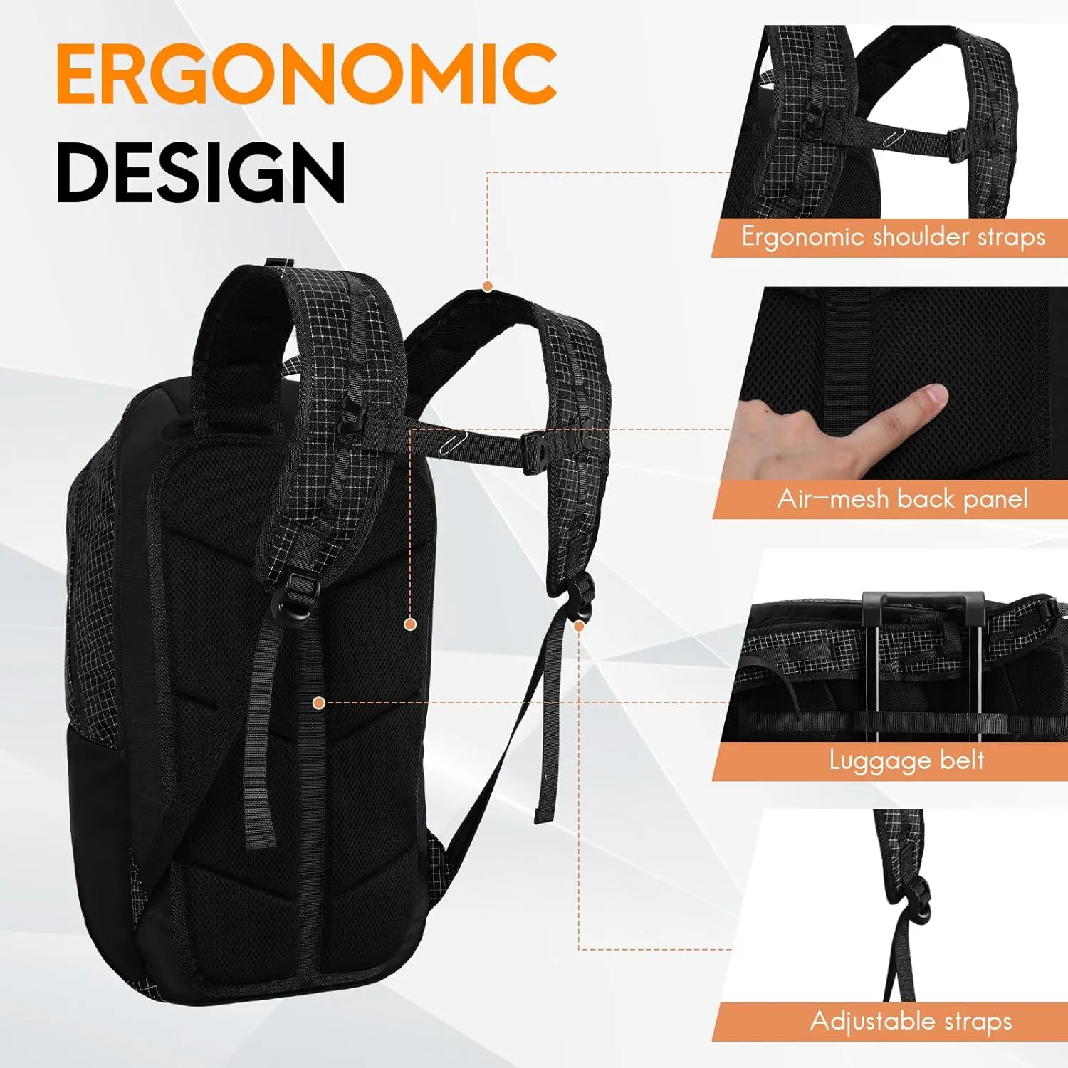 Haimont Small Travel Backpack Hiking Outdoor Everyday Daypack with 3 Compartments Men Women Water Resistant Bag, Casual