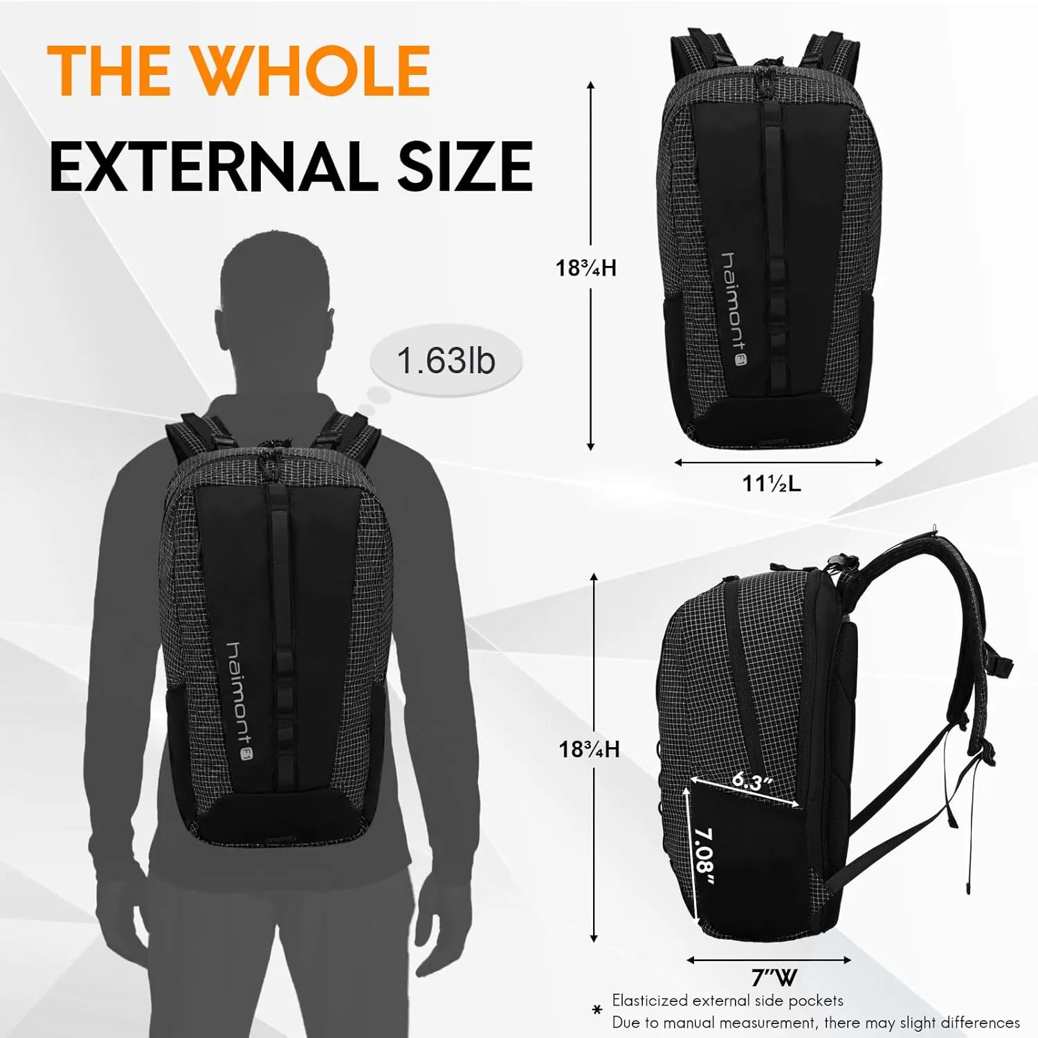 Haimont Small Travel Backpack Hiking Outdoor Everyday Daypack with 3 Compartments Men Women Water Resistant Bag, Casual