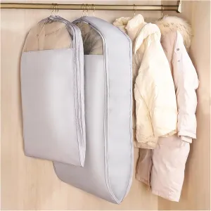 Hanging Garment Bags with Self Compression Zipper, Long-Lasting Dustproof Suit Bag Garment Covers, Space Saving Large Capacity Wardrobe Clothes Storage Bags for Down Jacket(Size:130cm-1Pcs)