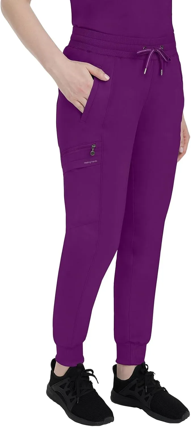 Healing Hands Women's Jogger Scrub Pant 7 Pockets Elastic Drawstring, with Moisture Wicking & 2-Way Stretch Technology - 9244