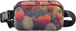 Heart Cactus Fanny Packs for Women Men, Water Resistant Waist Pack Sling Bag Purse for Travel Hiking