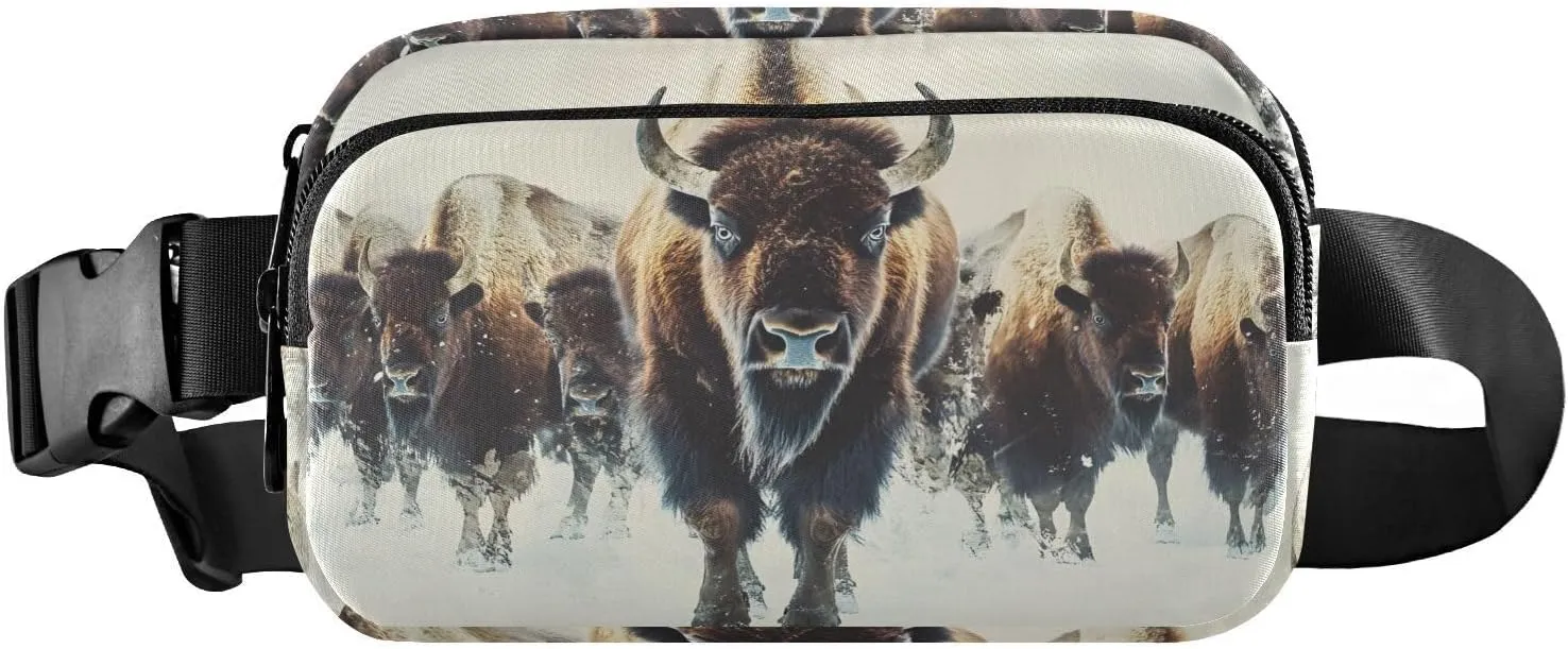 Herd Of Bison Fanny Pack Water Resistant Waist Pack Sling Bag Purse for Women Men Travel Hiking
