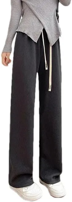 Hgvcfcv Sweater Loose Women's Harem Pants High Waist Casual Thickened Fashion Simple Women's Trousers Winter