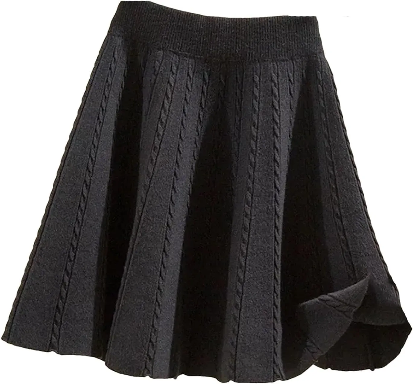 Hgvcfcv Women Elastic High Waist Sweater Skirts Solid Elastic Knitting Ribbed Mini Skirt Warm Knit Pleated Short Skirt