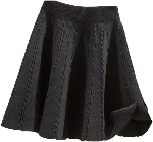 Hgvcfcv Women Elastic High Waist Sweater Skirts Solid Elastic Knitting Ribbed Mini Skirt Warm Knit Pleated Short Skirt